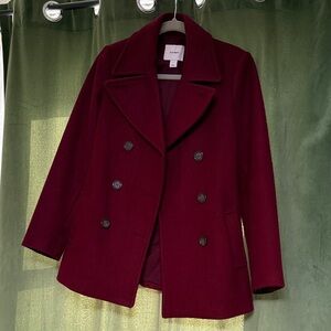 Old Navy Deep Red Pea Coat